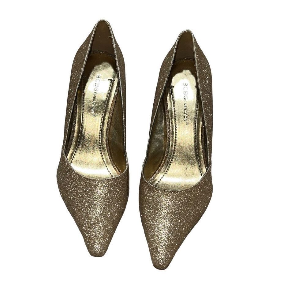 BCBGeneration Katchens Sparkly Gold Glitter Pumps Size 7